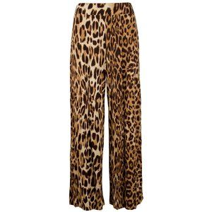 Brown Leopard Stretch Viscose Jersey Wide Pants 2X